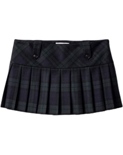 Юбка мини плиссированная в клетку, синий/зеленый Miu miu