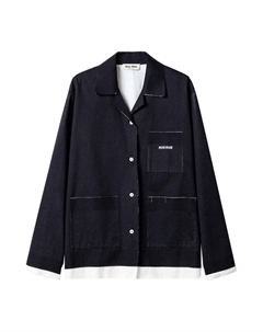 Трикотажная и поплиновая рубашка, синий Miu miu