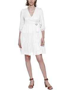 Женское платье-трапеция с имитацией запаха, Cream Calvin klein