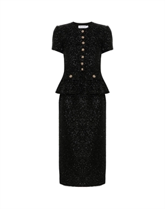 Платье миди из твила-букле, черный Self-portrait