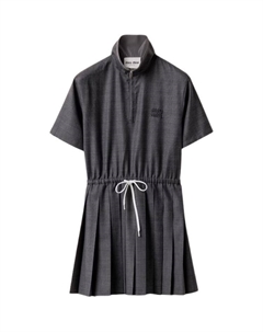 Платье плиссированное на кулиске, серый Miu miu