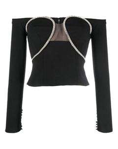 Топ с кристаллами и вырезами, черный Self-portrait