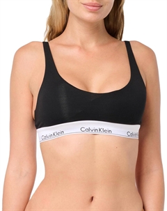 Женский современный хлопковый бюстгальтер-бралетт с легкой подкладкой и глубоким круглым вырезом, Black Calvin klein