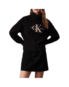 Джемпер с вышитым логотипом, черный Calvin klein