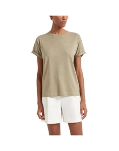 Lurex T shirt, оливковый Brunello cucinelli
