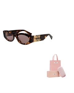 Овальные солнцезащитные очки с полной оправой, коричневый Miu miu