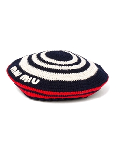 Берет с аппликацией в виде логотипа, черный Miu miu