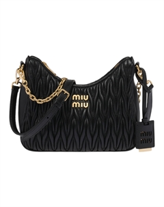 Мателассовая мягкая кожаная сумка через плечо из овечьей кожи, женская черная, Set (Bag+Dust Bag) Miu miu