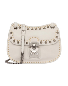 Мягкая овчинная кожаная сумка через плечо, кроссбоди женская chalk white, Set (Bag+Dust Bag) Miu miu