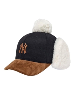 Полиэстеровая шапка с защитой для ушей Kids' Black/Brown, черный/коричневый Mlb