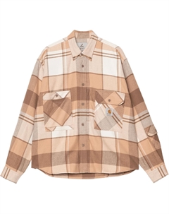 Рубашка рабочая клетчатая X Invincible с нашивкой логотипом, хаки Carhartt wip