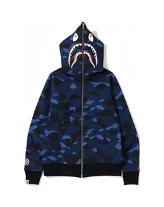 Bape Color Camo Reversible Ponr Shark худи на молнии, черный/синий A bathing ape®