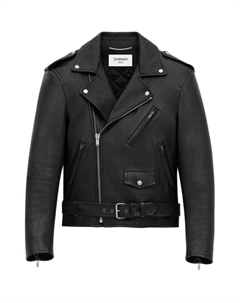 Кожаная куртка с молнией и отложным воротником, черный Saint laurent