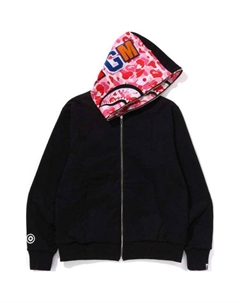 Бейп Abc реверсивная худи Shark с полной молнией, розовый A bathing ape®