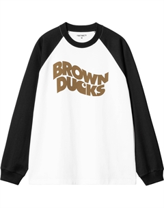 Длинный рукав коричневый ducks baseball футболка мужская, белый Carhartt wip