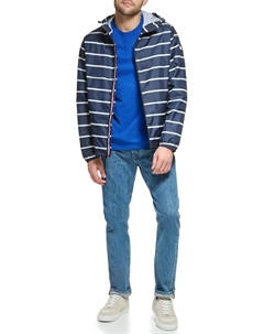 Мужская куртка-дождевик Simple с капюшоном, Navy/White Stripe Tommy hilfiger