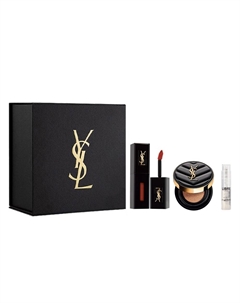 Набор косметики для женщин, YSL Liquid Lipstick 416+Leather Air Cushion B20 Sample+Libre Eau De Toilette Saint laurent