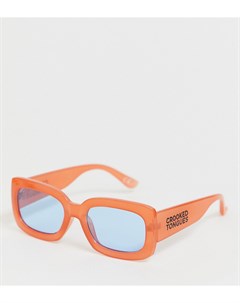 Неоново оранжевые массивные солнцезащитные очки в стиле унисекс Crooked tongues
