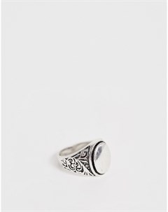 Серебристое массивное кольцо печатка с гравировкой Asos design