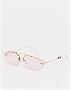 Розовые овальные солнцезащитные очки Tommy hilfiger