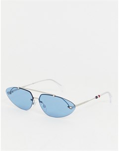 Синие овальные солнцезащитные очки Tommy hilfiger