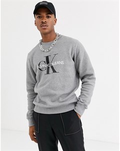 Серый свитшот с монограммой Calvin klein jeans