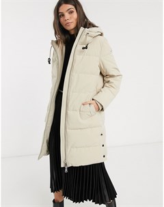 Бежевое утепленное пальто миди с капюшоном Esprit