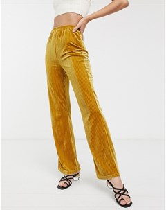 Бархатные брюки с широкими штанинами в рубчик Glamorous