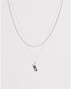 Серебристое двухслойное ожерелье цепочка с подвеской в виде мобильного телефона Chained & able
