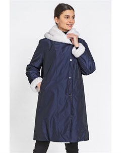 Женское пальто из текстиля с капюшоном отделка Искусственный мех Мосмеха