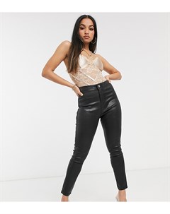 Черные джеггинсы с завышенной талией и покрытием ASOS DESIGN Petite Rivington Asos petite