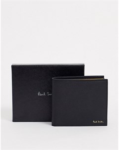 Черный кожаный бумажник с принтом Paul smith