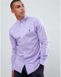 Фиолетовая приталенная рубашка на пуговицах с логотипом Polo ralph lauren