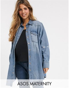 Синяя джинсовая oversize рубашка ASOS DESIGN Maternity Asos maternity