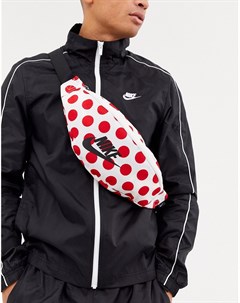 Красный кошелек на пояс в горошек с логотипом галочкой Nike