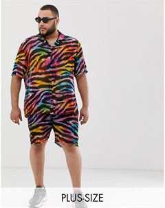 Комбинируемые разноцветные фестивальные шорты с тигровым принтом Jaded london