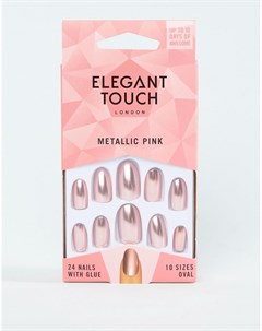 Розовые накладные ногти металлик Elegant touch