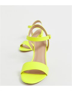 Неоново желтые туфли на блочном каблуке New look