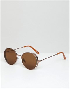 Бронзовые круглые солнцезащитные очки с козырьками по бокам Медный Asos design