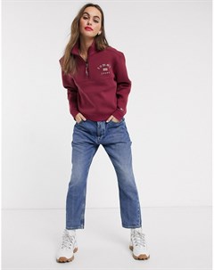 Красный свитер на молнии с логотипом Tommy jeans