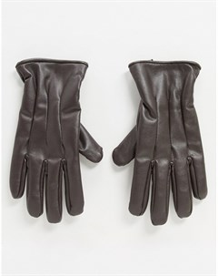 Коричневые перчатки из искусственной кожи Jack & jones