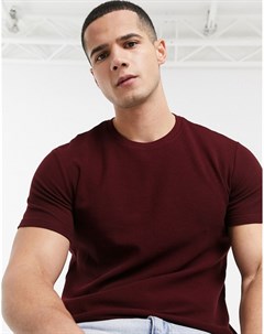 Бордовая футболка из вафельного трикотажа Burton menswear