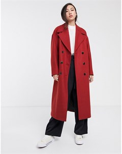 Красное длинное oversize пальто Femme Selected