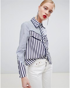 Рубашка в полоску с контрастной отделкой и бахромой в стиле вестерн House of holland