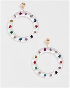 Прозрачные серьги кольца с разноцветными камнями Kedynia Aldo