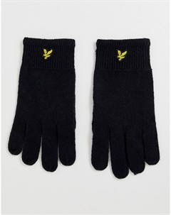 Черные шерстяные перчатки в рубчик Lyle & scott