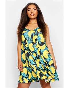 Плюс сайз Свободное платье с бретельками с тропическим принтом с изображением бананов Boohoo