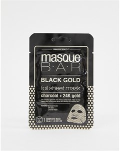 Маска салфетка металлик с активированным углем и частицами 24 каратного золота Black Gold Masquebar