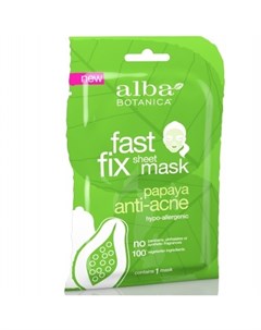 Очищающая маска папайя Fast Fix Papaya Anti Acne Sheet Mask 15г Alba botanica