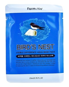 Маска Visible Difference Bird s Nest Aqua Mask Pack Тканевая для Лица Увлажняющая с Экстрактом Ласто Farmstay